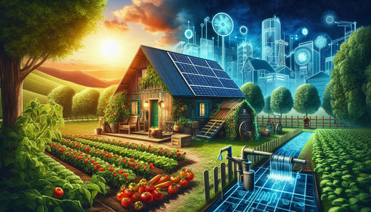 Image with a home depicting the blend of technology and farming