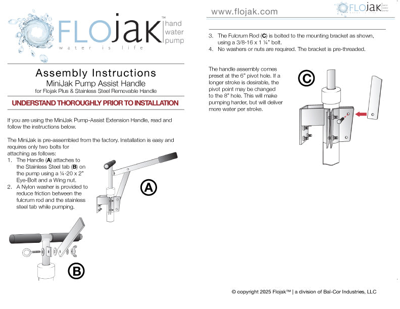 MiniJak™ Lever Handle for Easier Pumping at Shallower Depths (0-70 Feet)